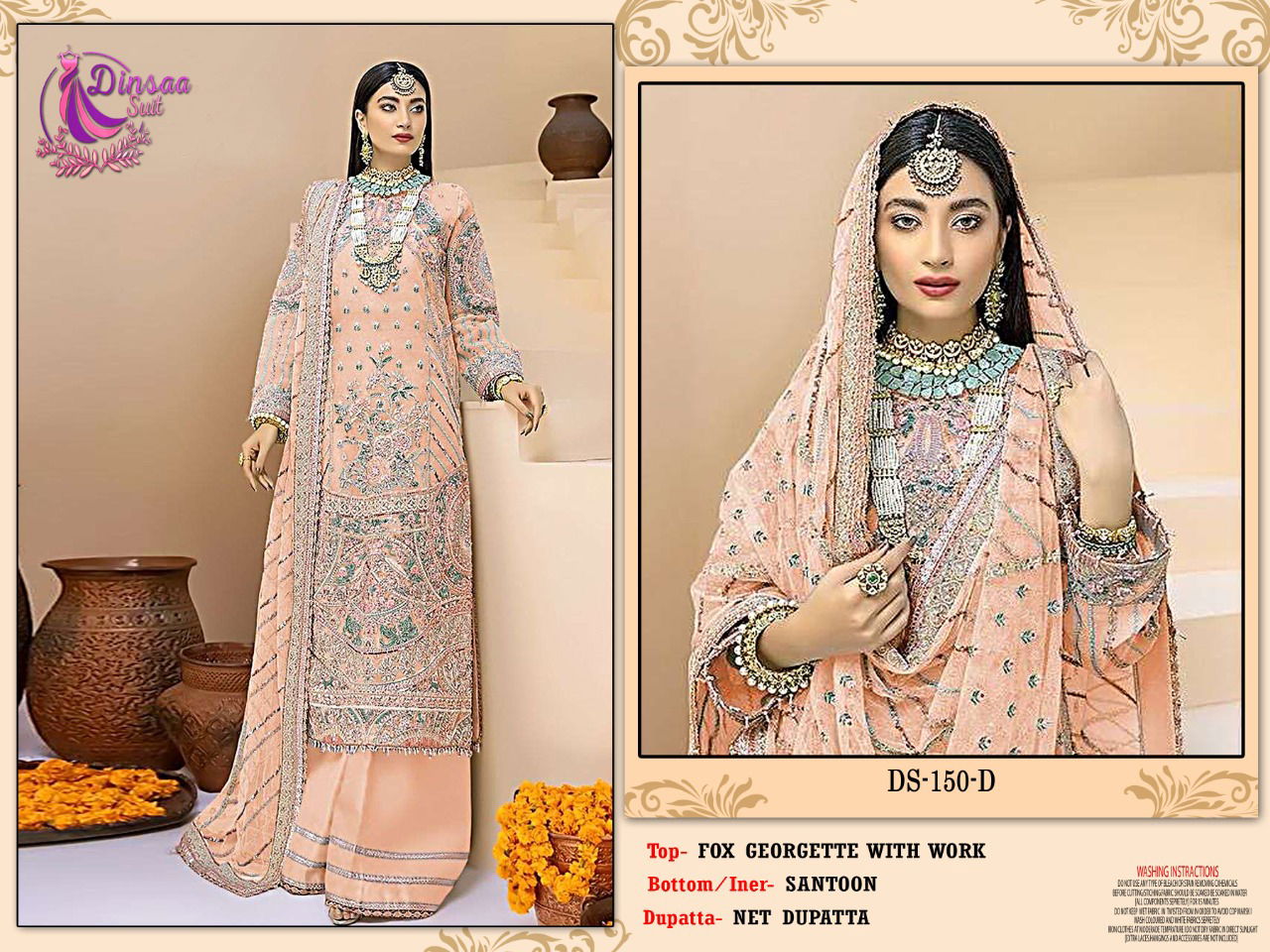 DINSAA SUIT 150 Heavy Festive Wear Wholesale Pakistani Salwar Suits 